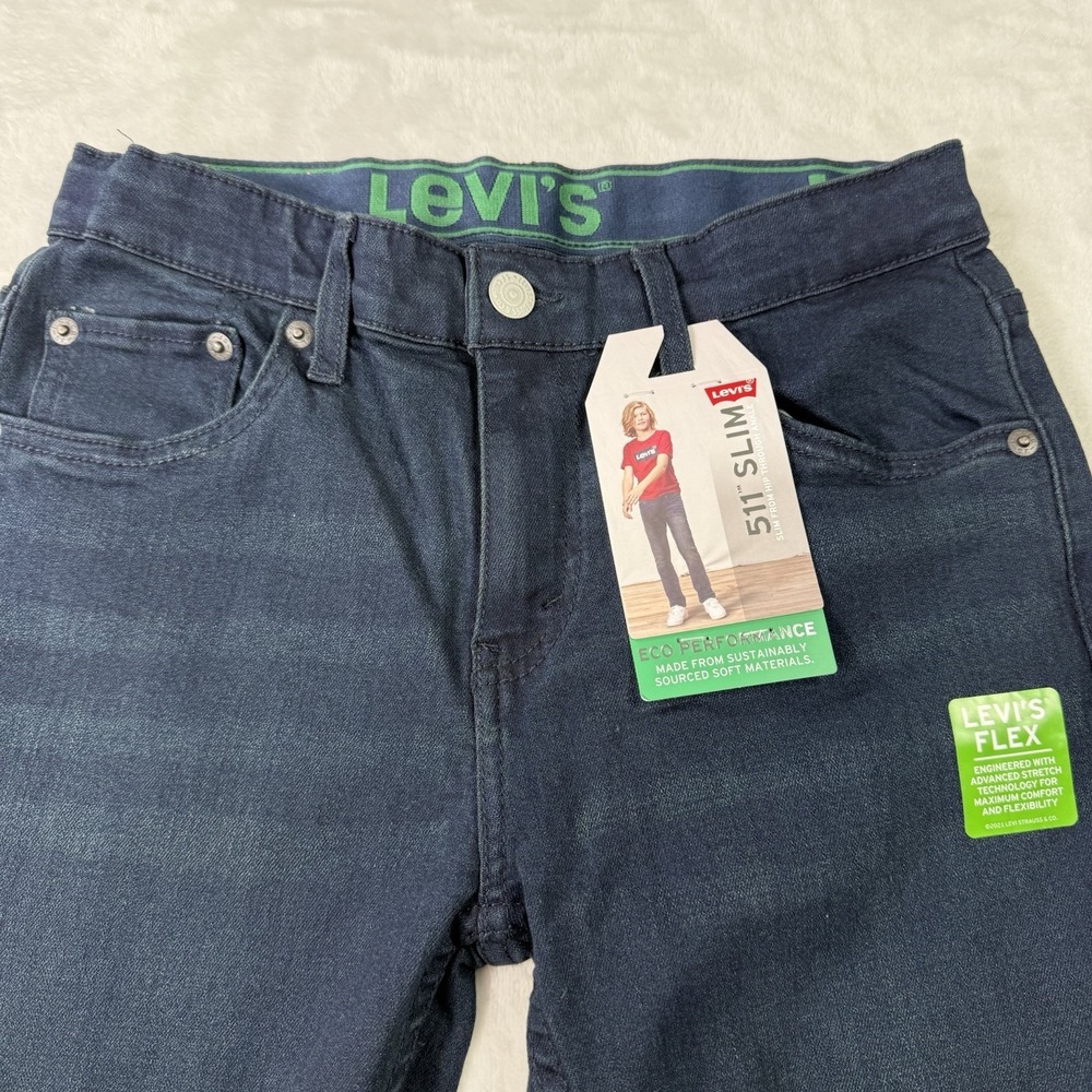 Levis 511 Slim Fit Flex Eco Performance Jeans Youth 27x29 Dark‎ Wash NWT